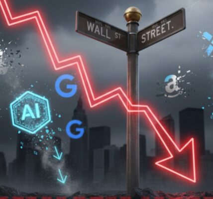 US stock market tumbles in 2025 with tech stocks falling and Wall Street showing sharp decline.