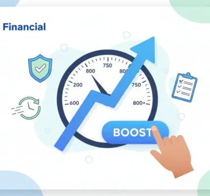 Visual guide showing 6 steps to improve your credit score quickly in 2026